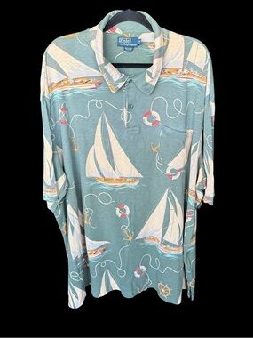 Polo by Ralph Lauren Men's Short Sleeve Sailboat Print Polo Shirt 4XLT